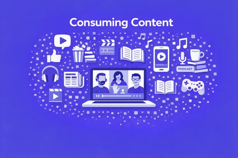 Consuming content image for WeChange.AI purple background images representing technology