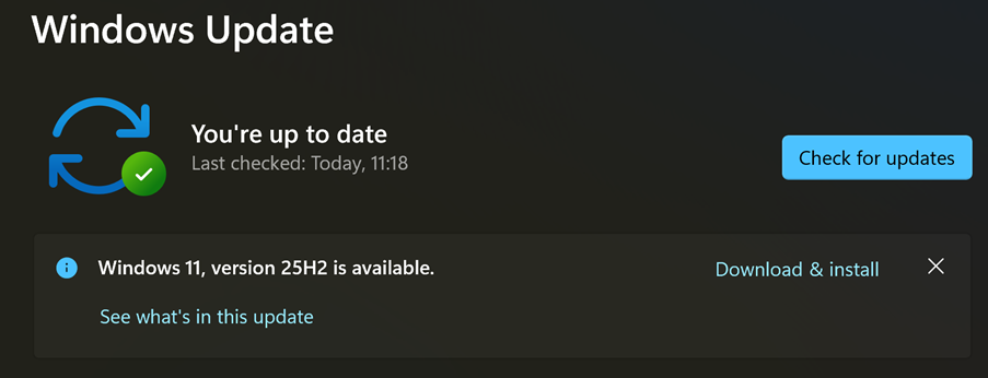 Windows updates details from operating system windows - noting whether you are up to date or not. 