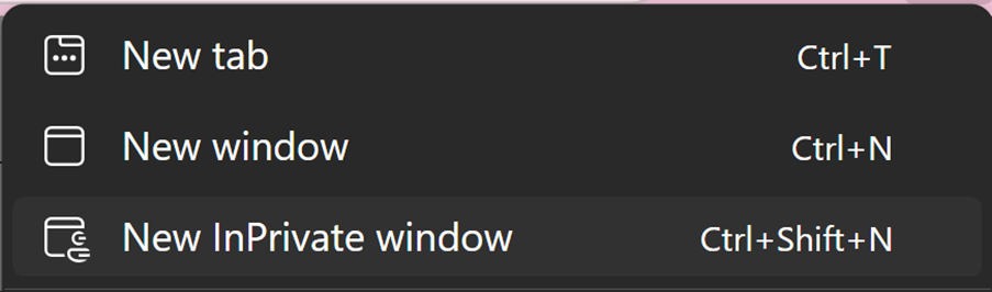 How to navigate to private browsing in Edge internet browser. 