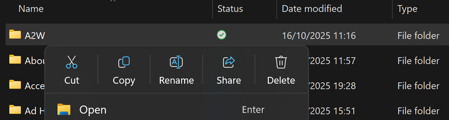 Showing the additional options for file shares and managing files. 