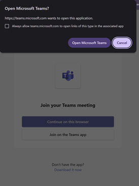 Image showing how to access a Microsoft teams meeting. 