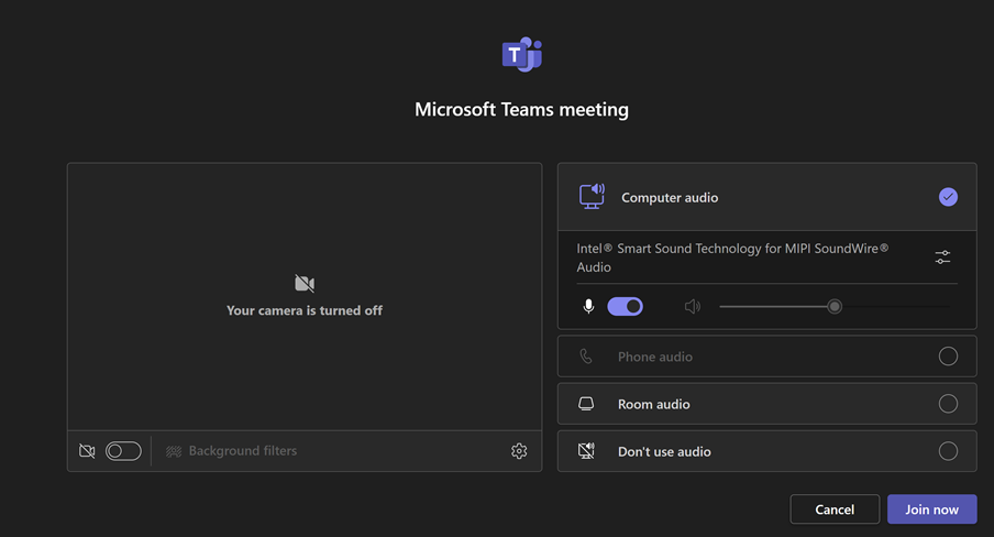 Image showing Microsoft Teams meeting page, specifically the page to join a meeting.