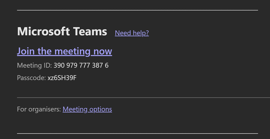 Image showing how to access a Microsoft teams meeting. 