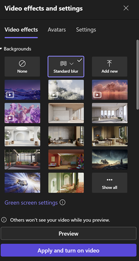 A screenshot of the video effects and settings icon