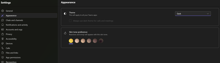 Screenshot showing how to change the appearance of a meeting. 