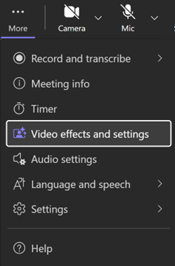 A screenshot of a video effects menu