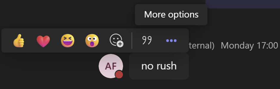 Screenshot of the steps to access immersive reader in Microsoft Teams.